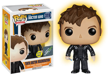Funko Pop! Television Doctor Who Tenth Doctor Regeneration glow figure, exclusive collectible from Shak's Pop Shop.