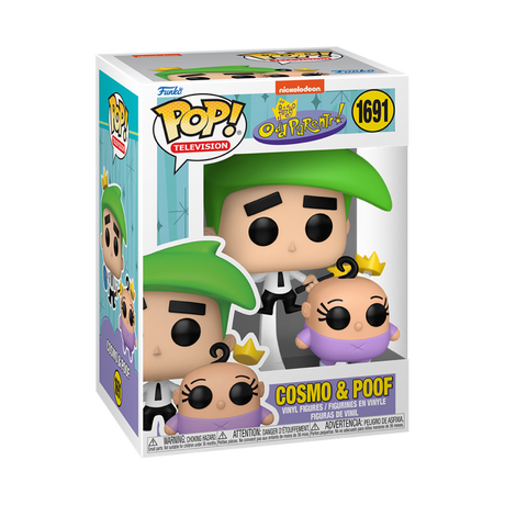 Funko Pop! figures of Cosmo and Poof from Fairly Odd Parents, colorful vinyl collectibles from Shak's Pop Shop