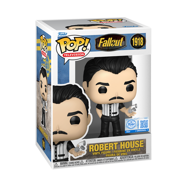 Funko Pop! Television Fallout Robert House figure from Shak's Pop Shop, featuring detailed design and iconic character details.