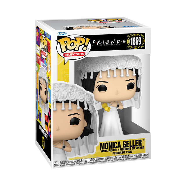 Funko Pop! figure of Monica Geller from Friends, collectible vinyl toy in original packaging, from Shak's Pop Shop.
