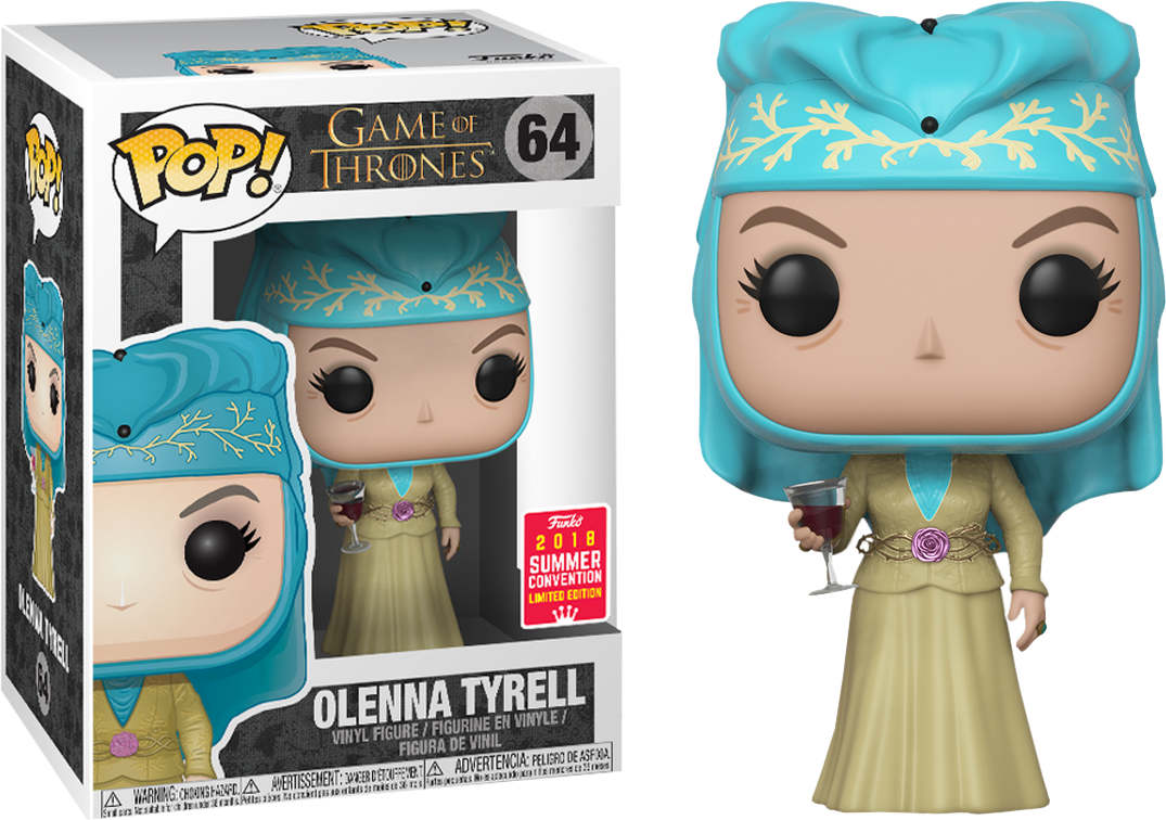 Funko Pop! Television Game of Thrones Olenna Tyrell figure, 2018 NYCC shared exclusive, detailed vinyl collectible toy.