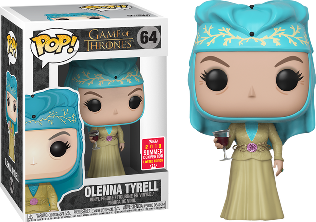 Funko Pop! Television Game of Thrones Olenna Tyrell figure, 2018 NYCC shared exclusive, detailed vinyl collectible toy.