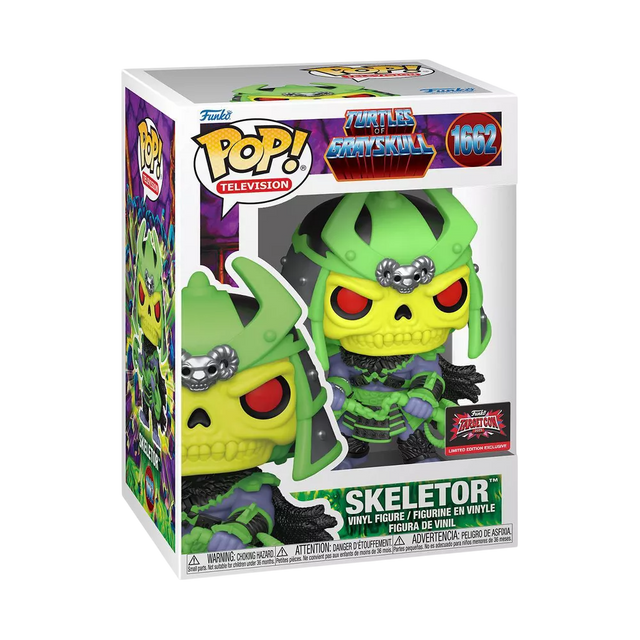 Funko Pop! Skeletor from Masters of the Universe x TMNT, TargetCon 2025 exclusive, with detailed character design and vibrant colors.