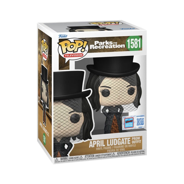 Funko Pop! April Ludgate from Parks and Recreation in prom outfit, 2024 NYCC Convention Exclusive, collectible figure by Shak's Pop Shop.