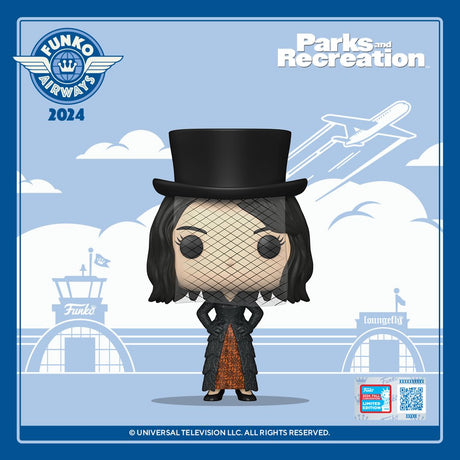 Funko Pop! April Ludgate figure from Parks and Recreation in prom outfit, 2024 NYCC shared exclusive, collectible vinyl toy.