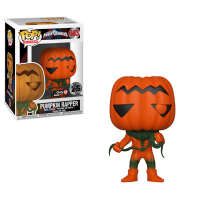 Funko Pop! Television Power Rangers Pumpkin Rapper figure with box imperfection, featuring detailed costume and vibrant colors.