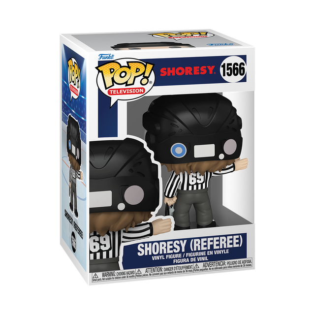 Funko Pop! Television Shorsey Referee figure from Shak's Pop Shop, featuring a cartoon-style referee with a whistle and striped uniform.