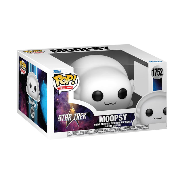 Funko Pop! Television Star Trek Moopsy figure from Shak's Pop Shop, featuring a detailed collectible vinyl toy in its box.