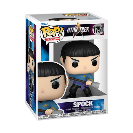Funko Pop! Television Star Trek Spock figure with iconic green uniform and pointed ears, collectible vinyl toy.