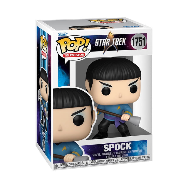 Funko Pop! Television Star Trek Spock figure with iconic green uniform and pointed ears, collectible vinyl toy.
