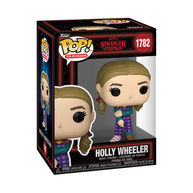 Funko Pop! figure of Holly Wheeler from Stranger Things, featuring her signature hairstyle and outfit, collectible toy from Shak's Pop Shop.