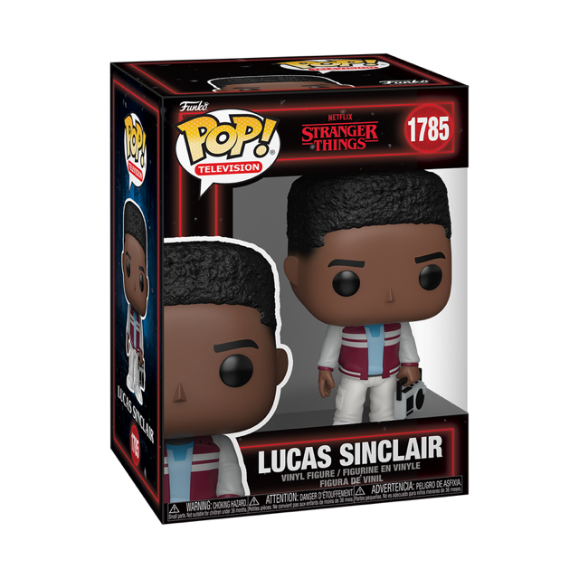 Funko Pop! figure of Lucas Sinclair from Stranger Things, featuring detailed character design in collectible vinyl form.