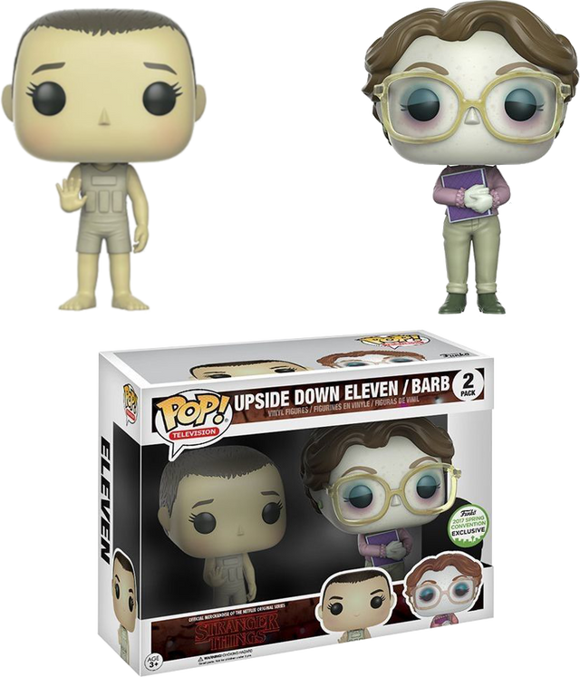 Funko Pop! Stranger Things Upside Down Eleven & Barb 2-Pack, collectible figures from the 2017 Spring Convention Exclusive.