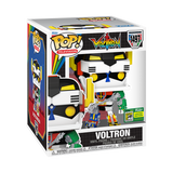Funko Pop! Television Super Voltron figure with blazing sword, featuring 2024 SDCC sticker, displayed in its box with collector's details.
