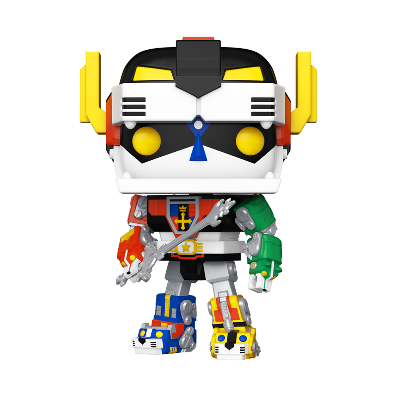 Funko Pop! Television Super Voltron with Blazing Sword figure from 2024 SDCC, featuring a special convention sticker and box imperfection.