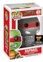 Grayscale Raphael Funko Pop! figure from Teenage Mutant Ninja Turtles, exclusive to Alamo City, with detailed turtle shell and mask.