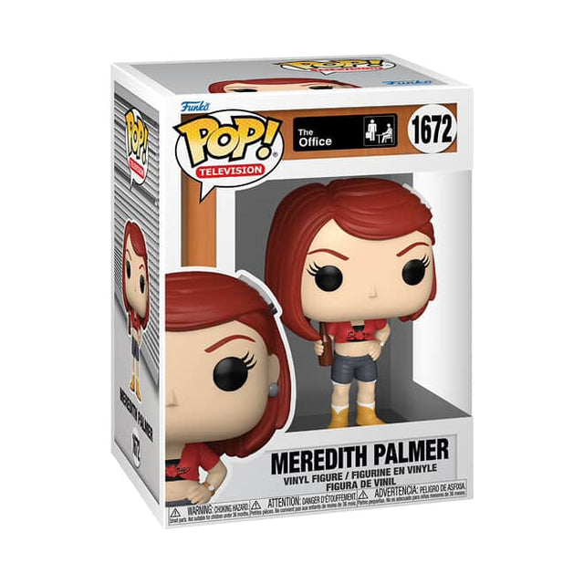 Funko Pop! of Meredith Palmer from The Office, collectible vinyl figure by Shak's Pop Shop featuring her recognizable outfit and pose.