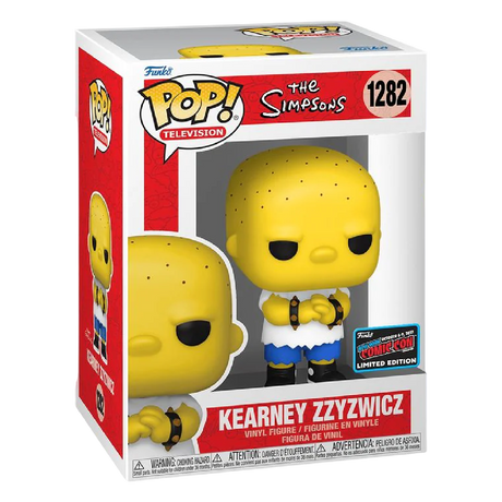 Funko Pop! Kearney Zzzyzwicz from The Simpsons, NYCC Con Sticker Exclusive, with visible box imperfection.