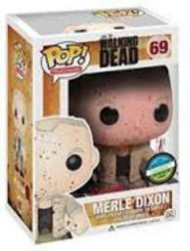 Funko Pop! Television: The Walking Dead Merle Dixon Bloody figure with box imperfection, 2013 Convention Exclusive, collectible toy.