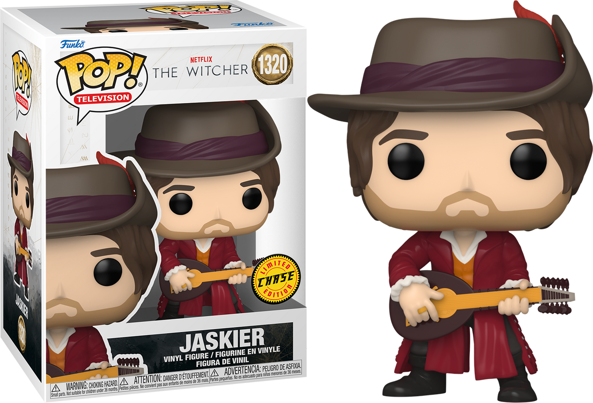 Funko Pop! Television The Witcher Jaskier with Hat Chase figure from Shak's Pop Shop, featuring Jaskier character with hat and detailed costume.