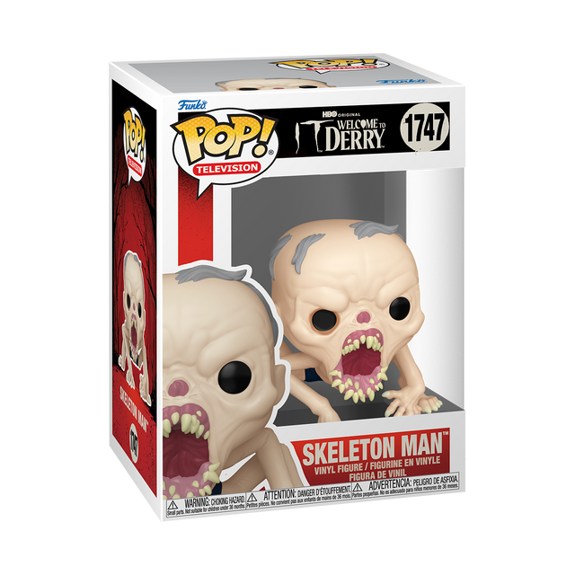 Funko Pop! Television Skeleton Man figure from Welcome to Derry series, collectible vinyl toy, detailed character design