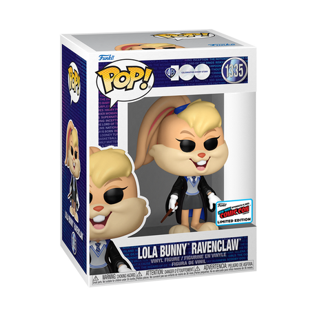 Funko Pop! WB 100 Lola Bunny from Looney Tunes in Ravenclaw costume with NYCC 2023 con sticker, collectible figure.