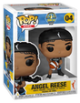 Funko Pop! of Angel Reese from WNBA Chicago Sky, collectible figurine by Shak's Pop Shop, featuring a stylized basketball player.