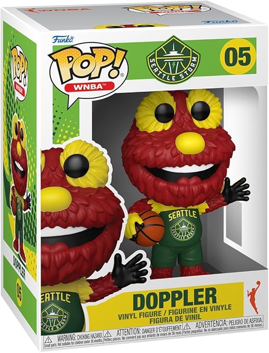 Funko Pop! figure of Doppler from WNBA Seattle Storm, collectible toy by Shak's Pop Shop featuring vibrant team details.