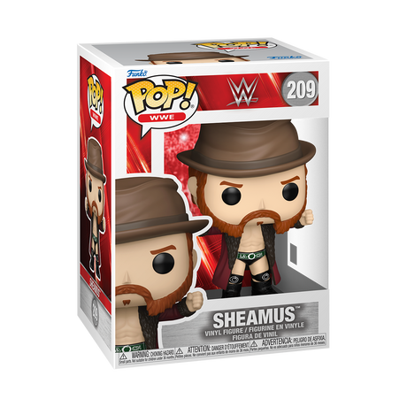 Funko Pop! WWE Sheamus figure with detailed wrestler costume and signature hairstyle, collectible vinyl figure from Shak's Pop Shop
