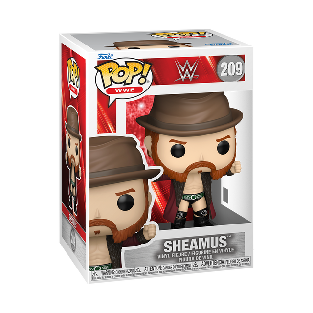 Funko Pop! WWE Sheamus figure with detailed wrestler costume and signature hairstyle, collectible vinyl figure from Shak's Pop Shop