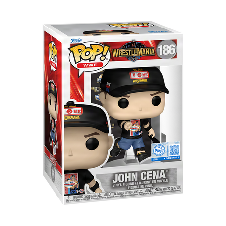 Funko Pop! WWE Wrestlemania 41 John Cena figure, special edition with detailed wrestling character design.