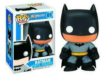 Funko Pop! figure of Batman from DC Universe with box imperfection, featuring classic superhero design and iconic bat-themed costume.