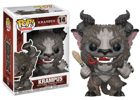 Gray Krampus Funko Pop! figure from Holidays collection, featuring detailed monster character with festive holiday design.