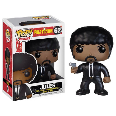 Funko Pop! figure of Jules from Pulp Fiction, collectible toy by Shak's Pop Shop, featuring detailed character design and packaging.