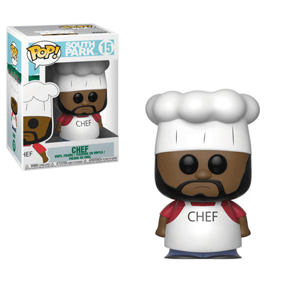 Funko Pop! South Park Chef figure from Shak's Pop Shop, featuring Chef's character in collectible vinyl form.