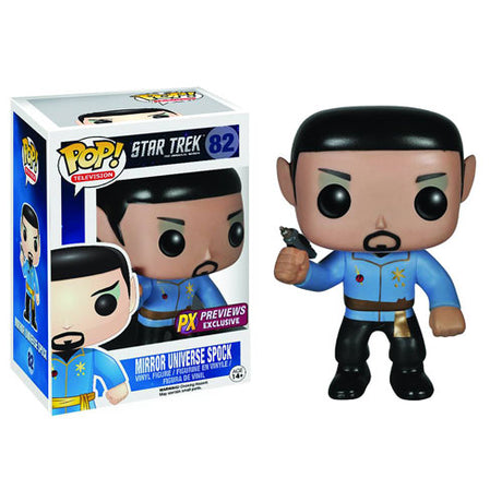 Funko Pop! figure of Mirror Universe Spock from Star Trek The Next Generation, with box imperfection, by Shak's Pop Shop.