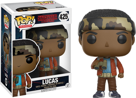 Funko Pop! figure of Lucas from Stranger Things, featuring detailed character design and signature stylized Funko appearance.