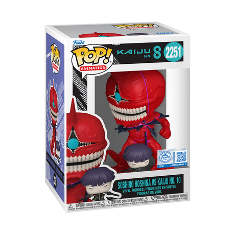 Funko Pop! Animation figure of Sohiro Hoshina vs Kaiju No.10 from Kaiju No.8, Chalice Collectibles Exclusive, with detailed design.