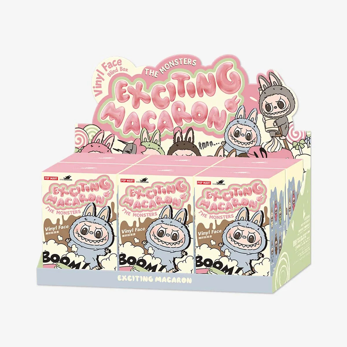 Pop Mart The Monsters Exciting Macaron vinyl face blind box from Shak's Pop Shop featuring colorful collectible character packaging.