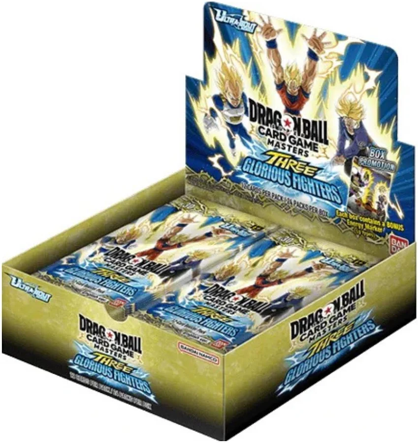 Dragon Ball Super Card Game Masters Ultra-Bout Series 03 Three Glorious Fighters TCG card featuring dynamic character artwork.