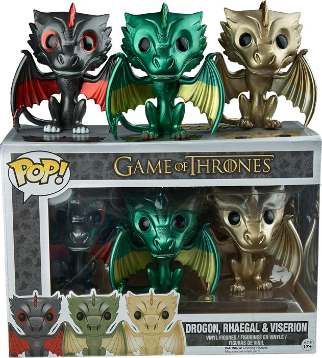 Funko Pop! Television: Game Of Thrones: Drogon, Rhaegal, & Viserion (Metallic) (EB Games Exclusive) (Box Imperfection)