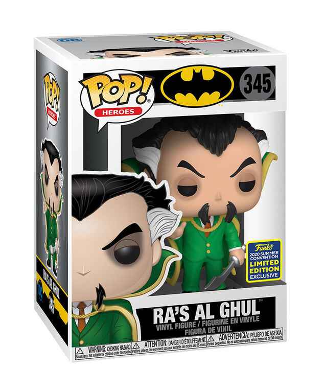 DC Super Heroes Ra's Al Ghul action figure from the 2020 SDCC Shared Exclusive, featuring detailed costume and accessories.