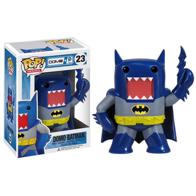 DC Comics Pop! Heroes Domo as Batman collectible figure from Shak's Pop Shop, featuring Batman in Domo style with detailed costume.