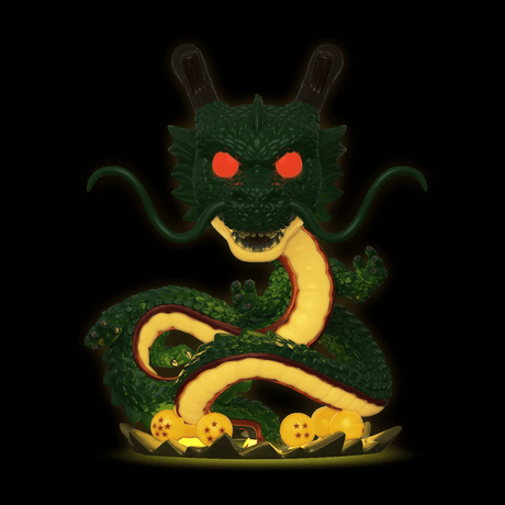 Funko Pop! 10" Shenron Dragon Ball Z glow figure with minor box imperfection, from Shak's Pop Shop, featuring detailed dragon design.