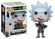 Funko Pop! figure of Weaponized Rick from Rick and Morty with damaged paint, collectible toy from Shak's Pop Shop.
