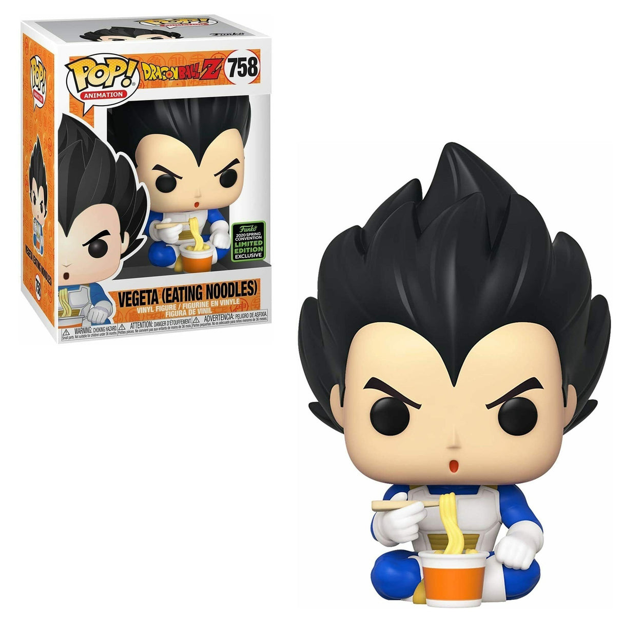 Funko Pop! Animation Dragon Ball Z Vegeta eating noodles figure, 2020 Spring Convention Exclusive, from Shak's Pop Shop.