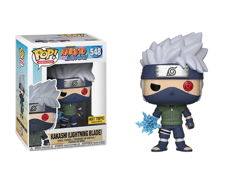 Funko Pop! Naruto Shippuden Kakashi Lightning Blade figure by Shak's Pop Shop with box imperfection, animated character collectible.