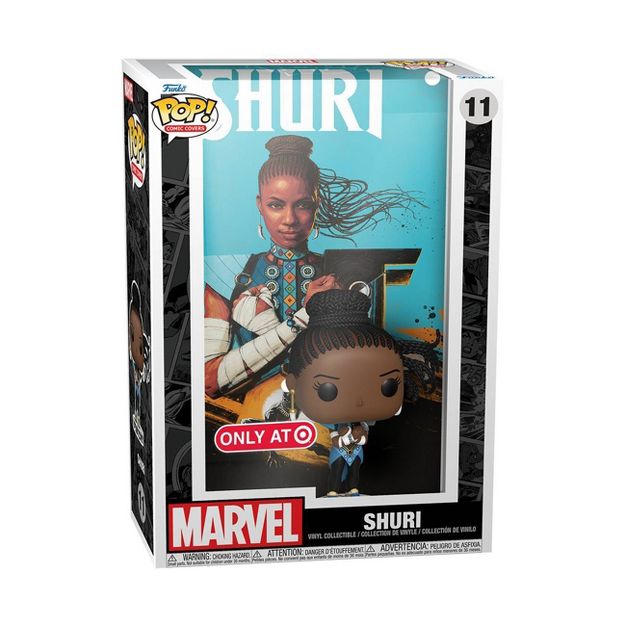 Funko Pop! Comic Cover Marvel Shuri figure from Shak's Pop Shop, featuring Shuri in her comic book costume with vibrant colors.