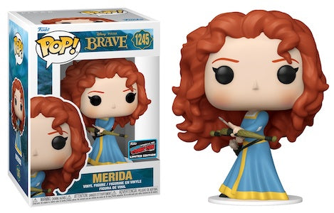 Funko Pop! Disney Brave Merida with Bow and Arrows figure, featuring NYCC con sticker, from Shak's Pop Shop.