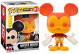 Funko Pop! Disney Mickey Mouse figure in orange and yellow with classic design, exclusive to Funko Shop, by Shak's Pop Shop